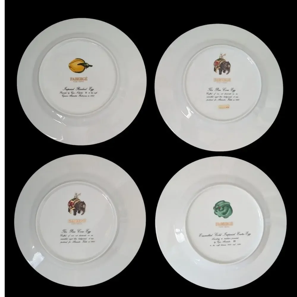 Faberge Imperial Egg Collection Salad Plates Set Of 4 Gold Trim Fine China Japan